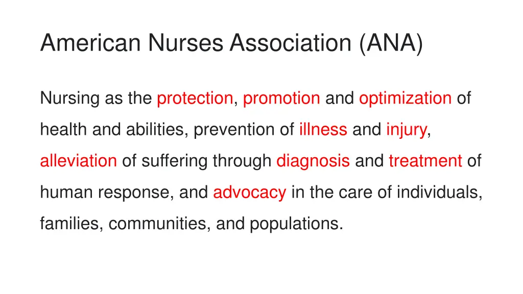 american nurses association ana