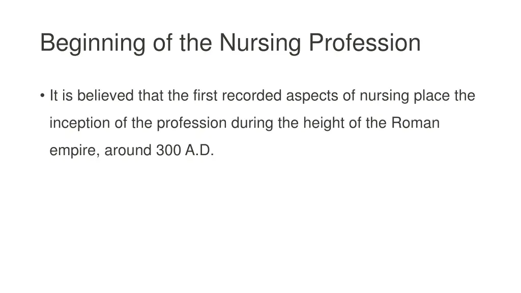 beginning of the nursing profession