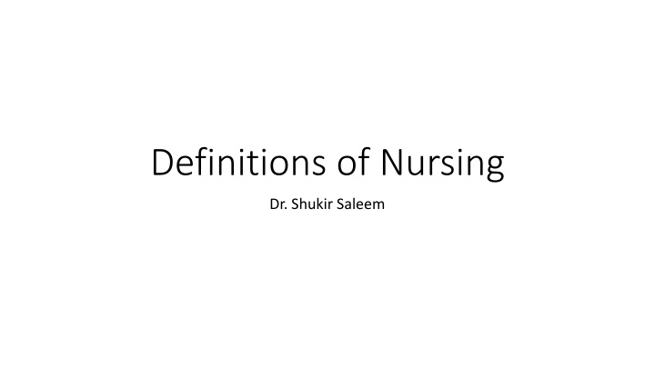 definitions of nursing
