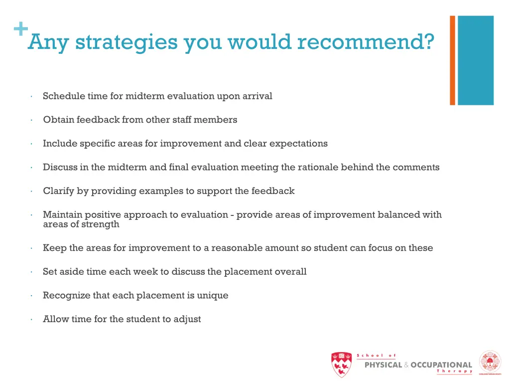 any strategies you would recommend