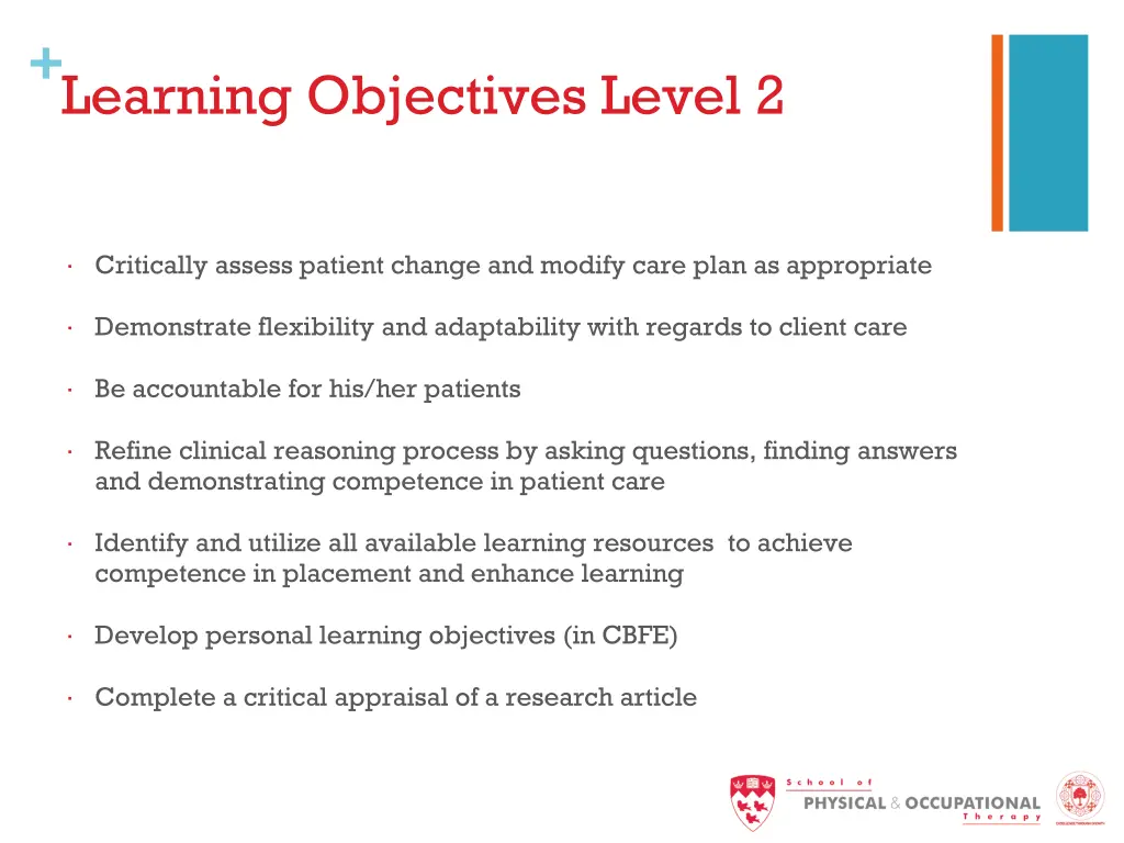 learning objectives level 2 1