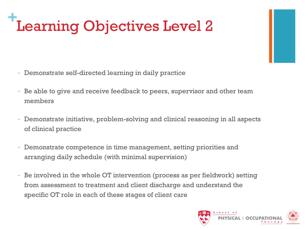 learning objectives level 2