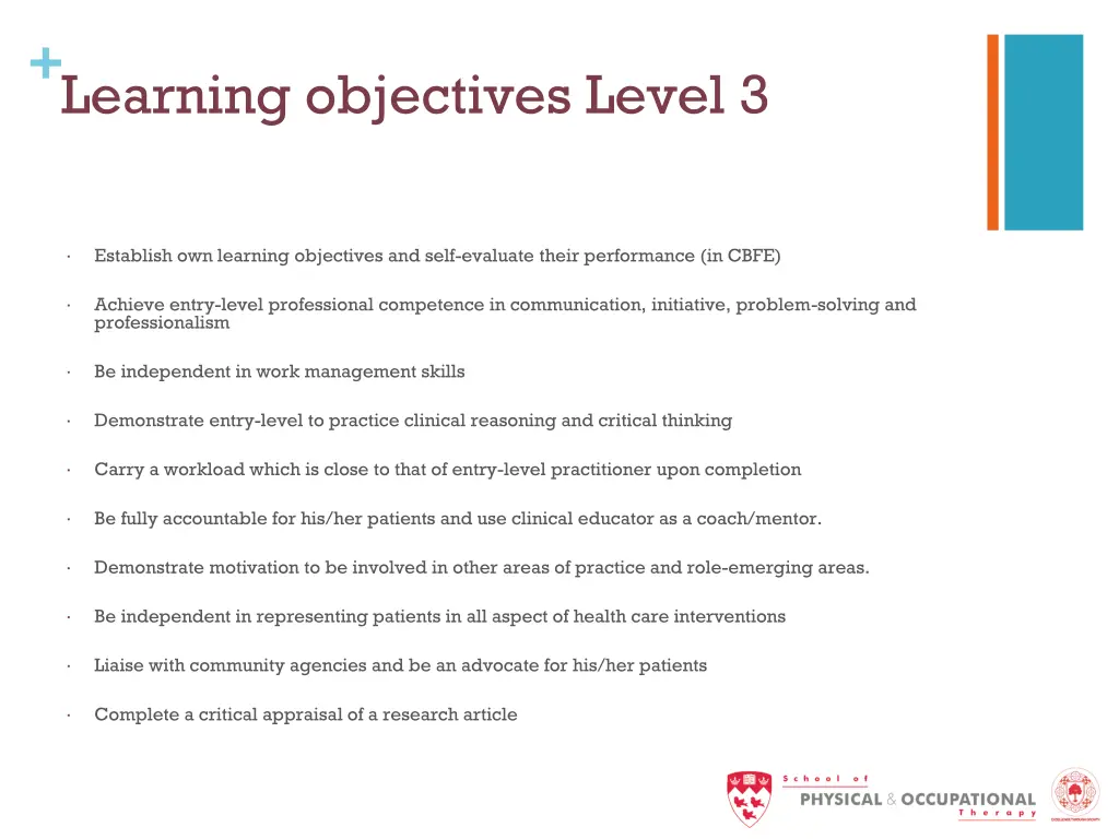 learning objectives level 3