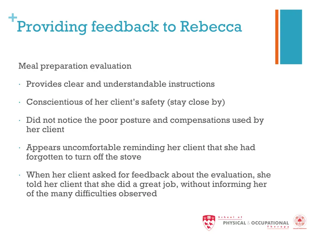 providing feedback to rebecca