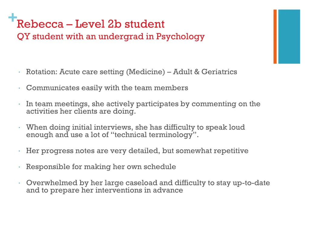 rebecca level 2b student qy student with
