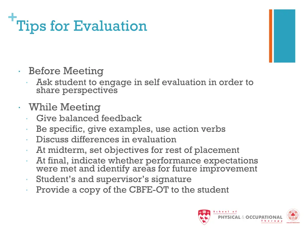 tips for evaluation