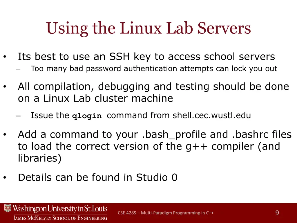 using the linux lab servers
