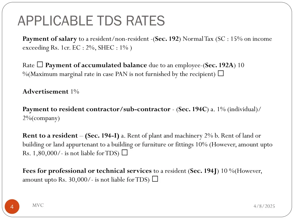 applicable tds rates