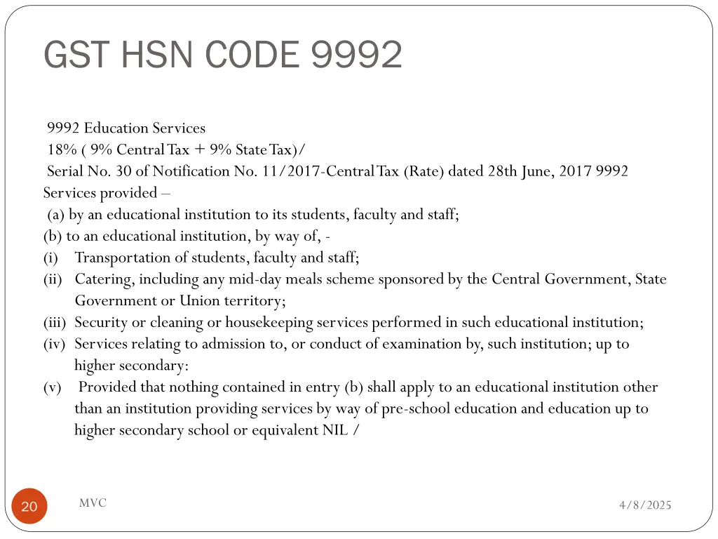 gst hsn code 9992