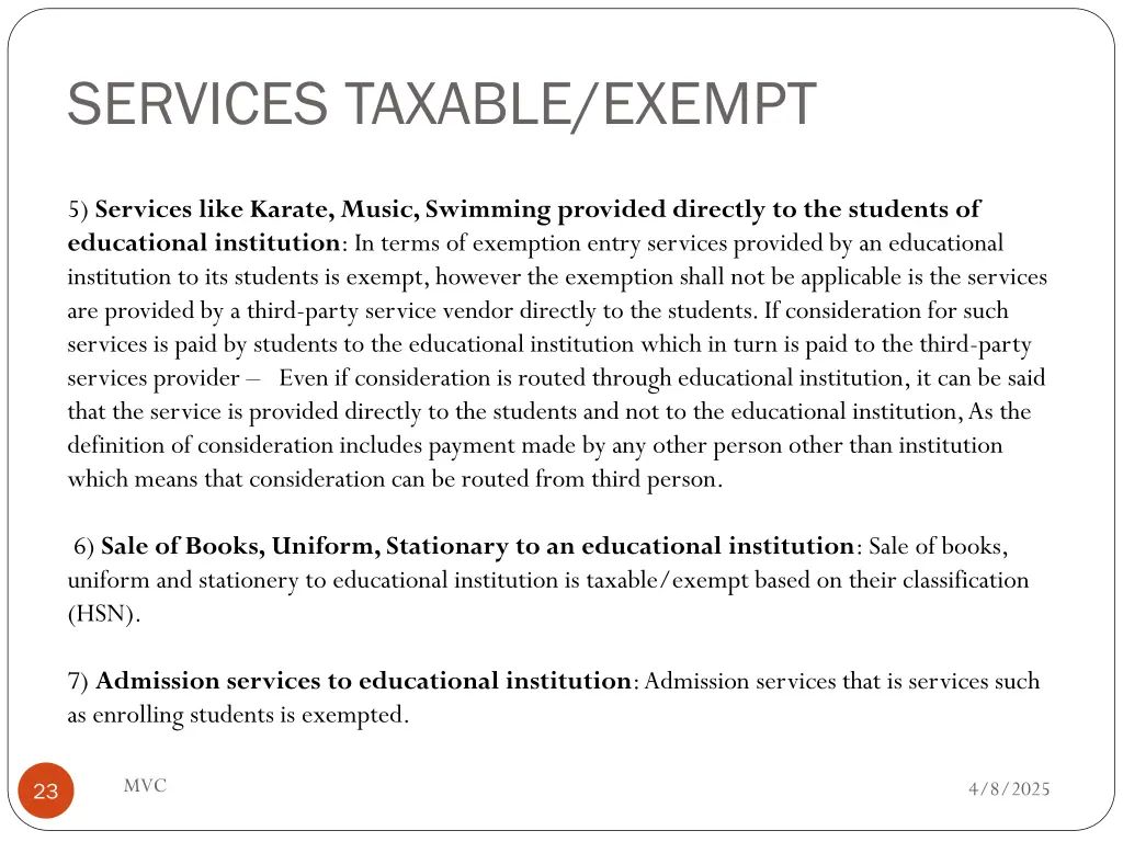 services taxable exempt 1