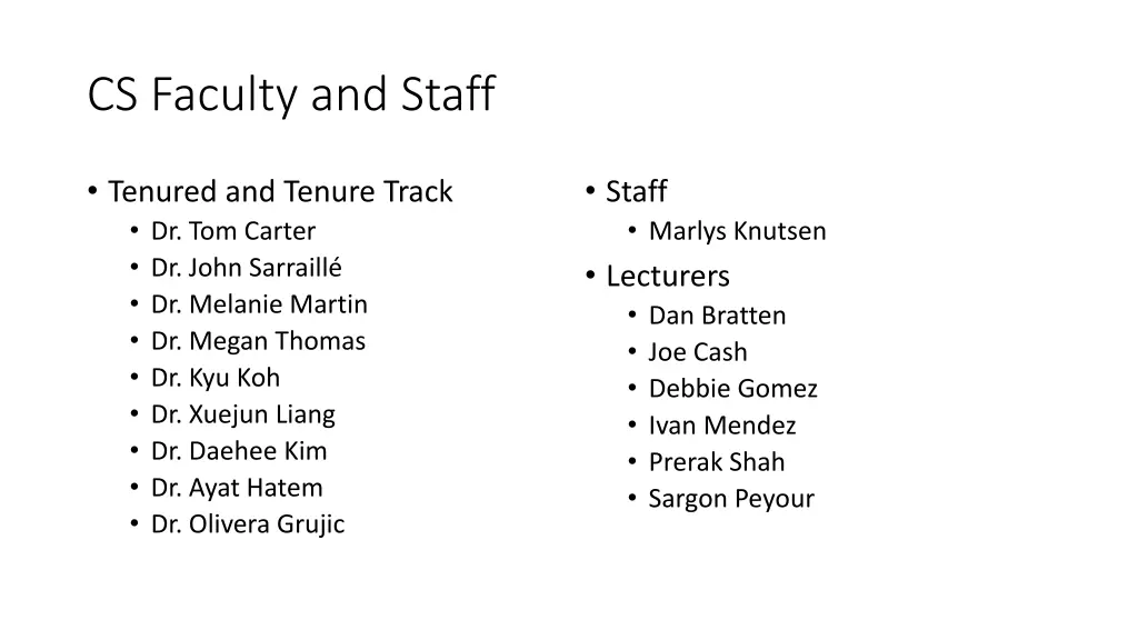 cs faculty and staff