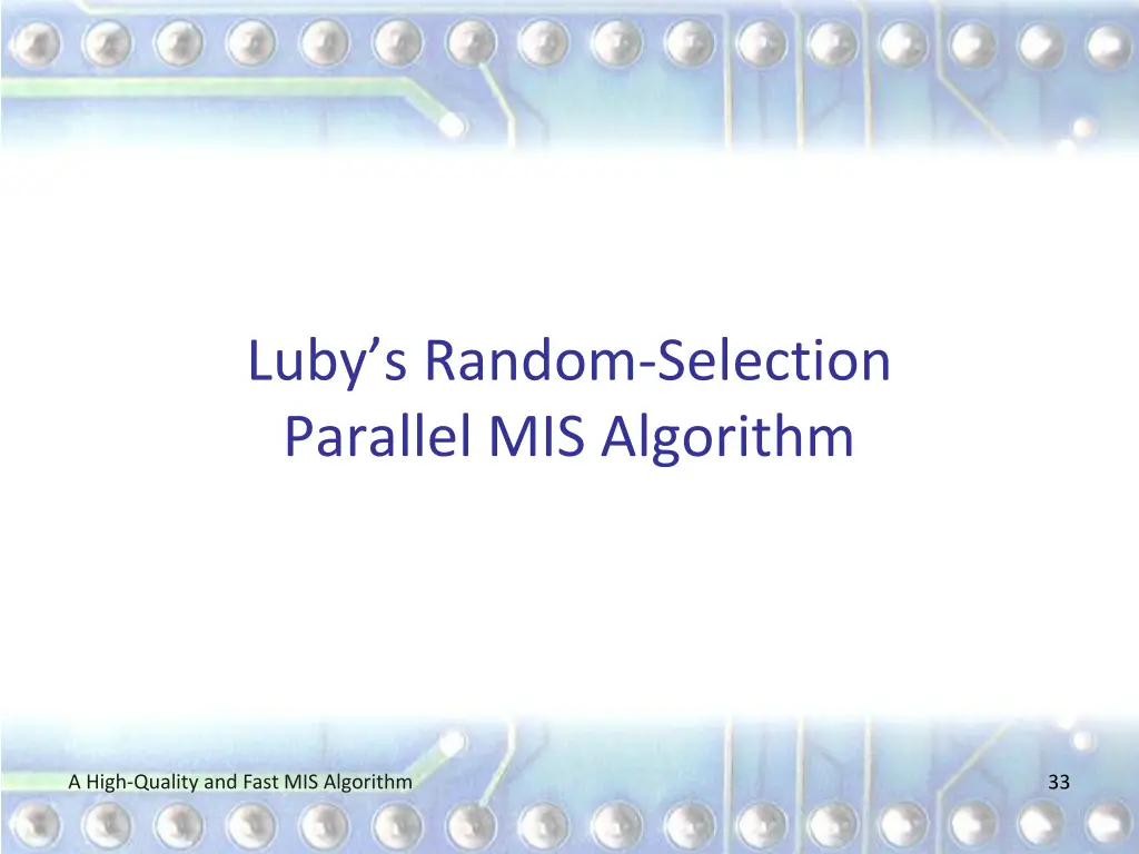 luby s random selection parallel mis algorithm