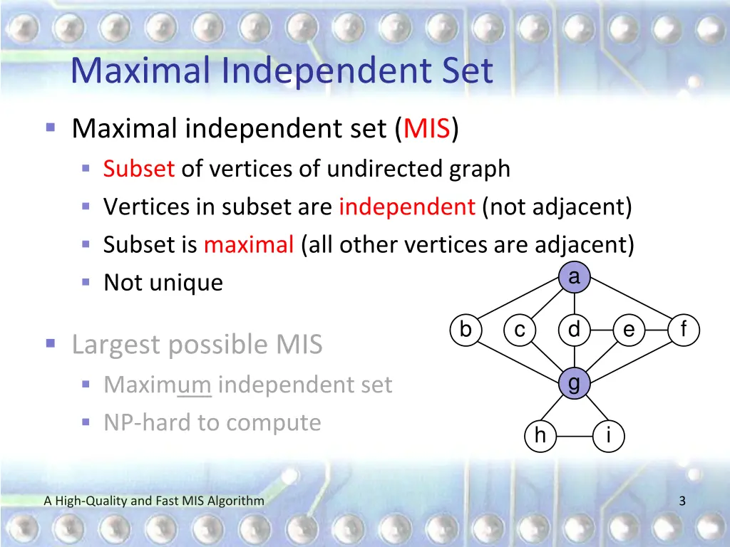 maximal independent set