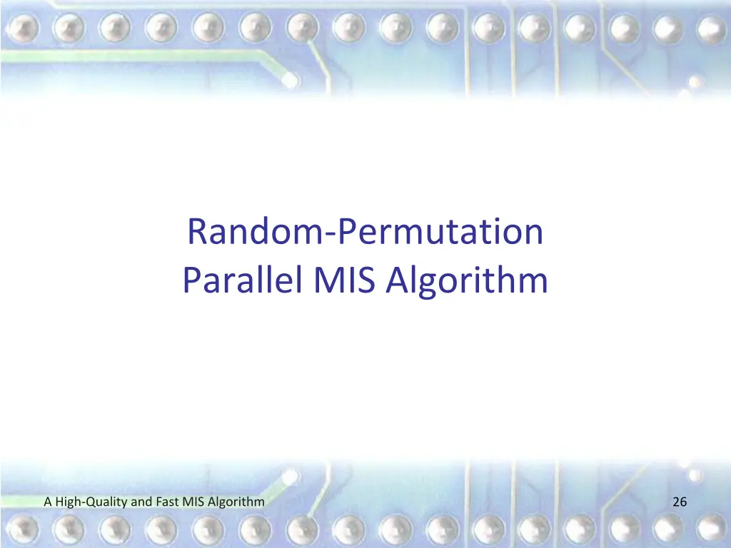 random permutation parallel mis algorithm