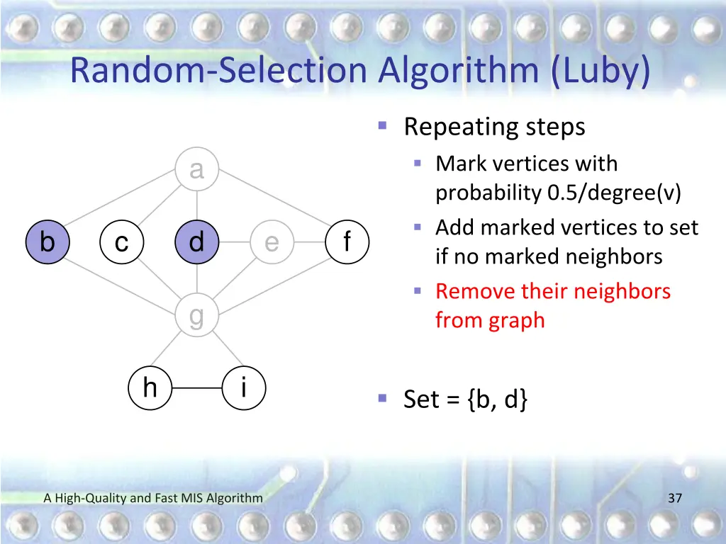 random selection algorithm luby 3