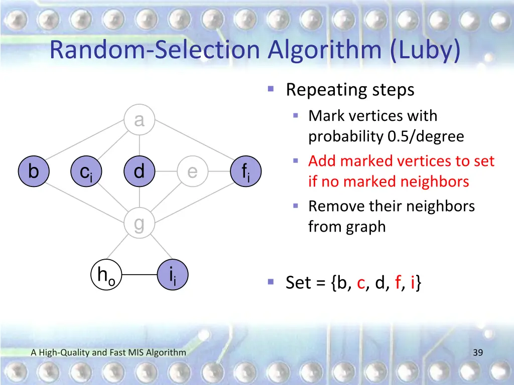 random selection algorithm luby 5