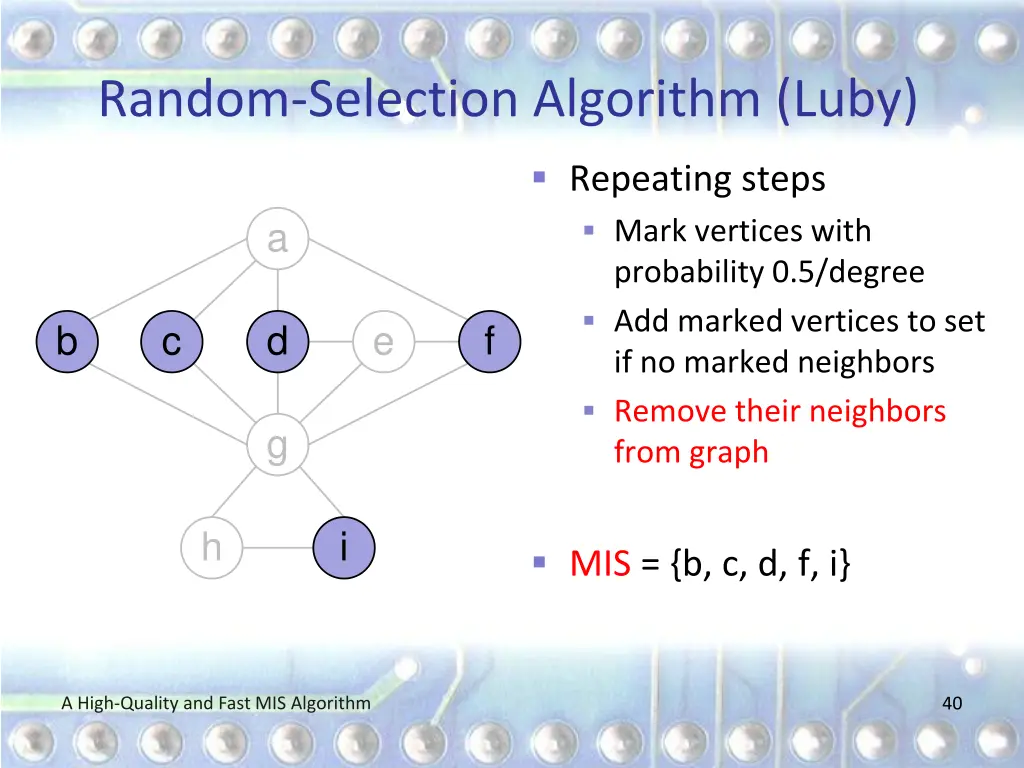 random selection algorithm luby 6