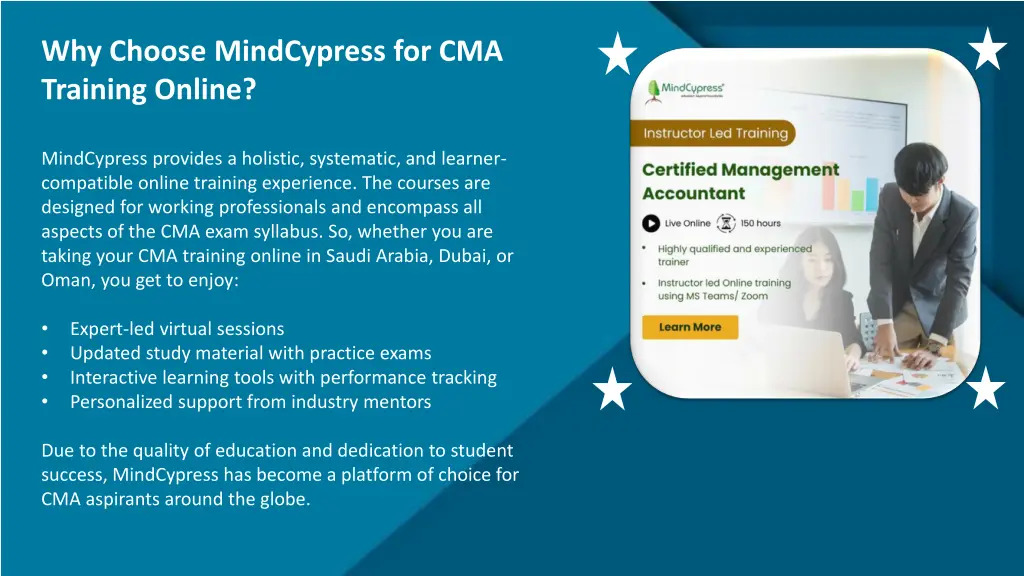 why choose mindcypress for cma training online