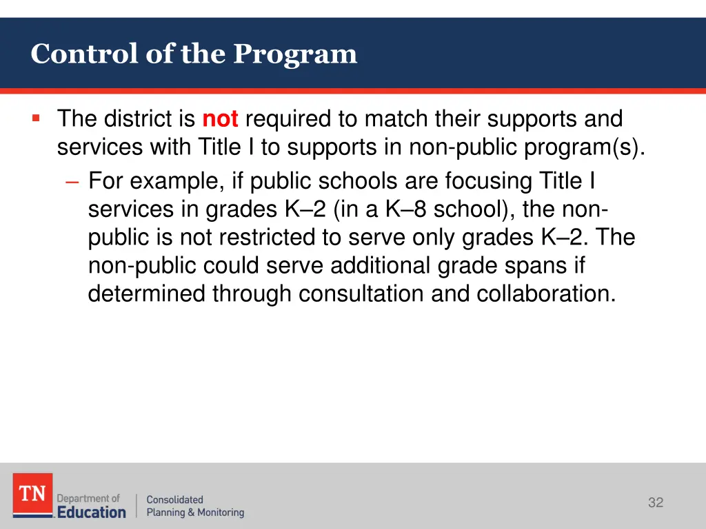 control of the program 1