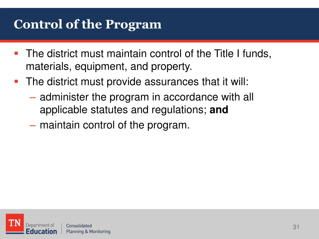 control of the program