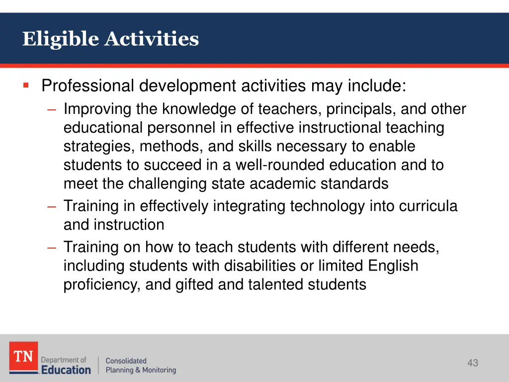 eligible activities