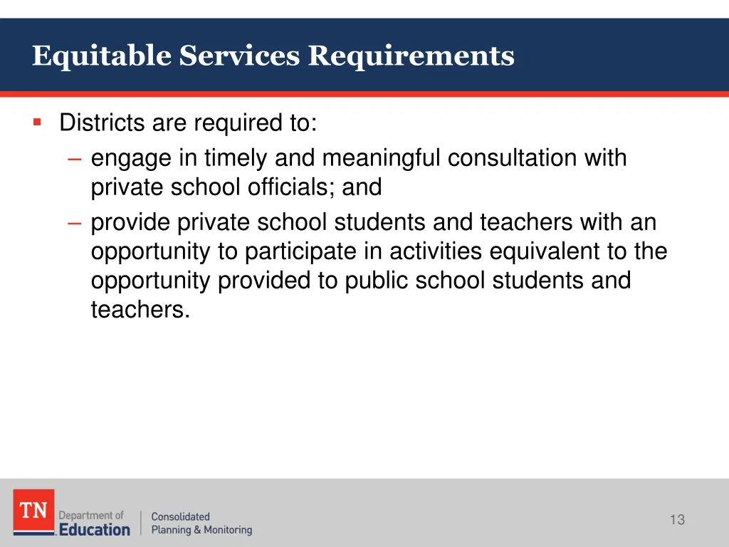equitable services requirements