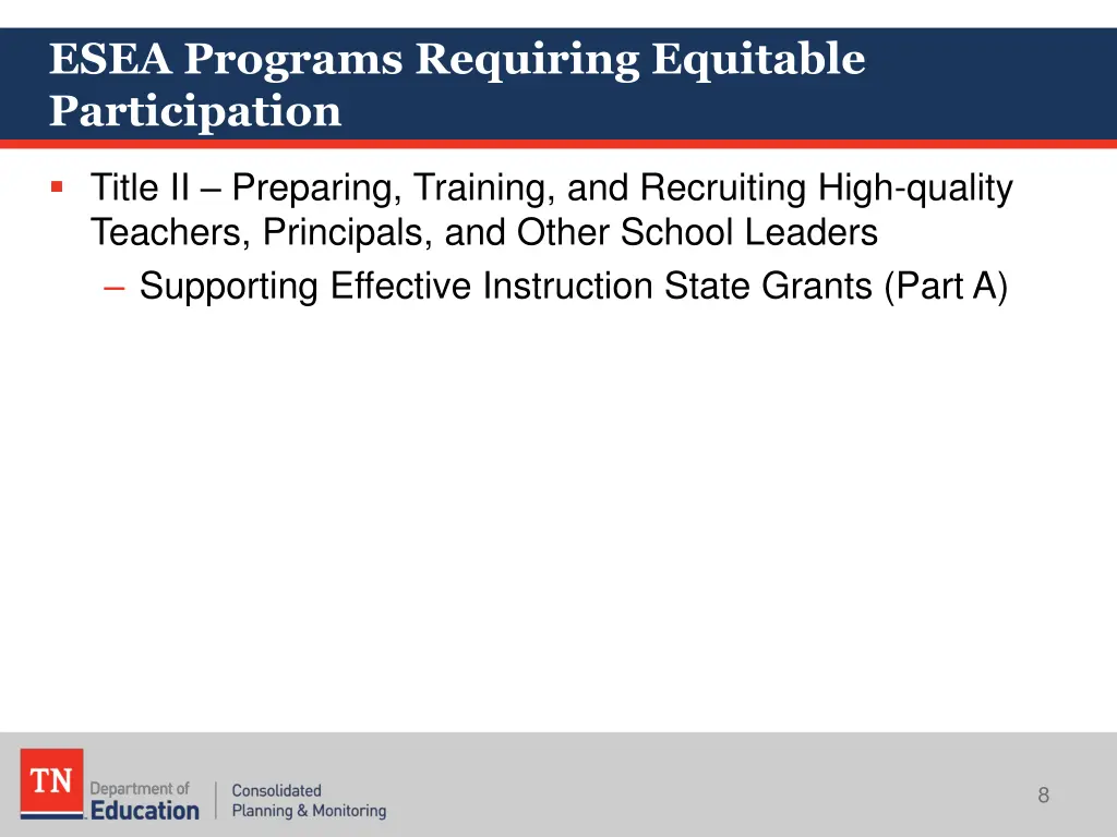 esea programs requiring equitable participation 1