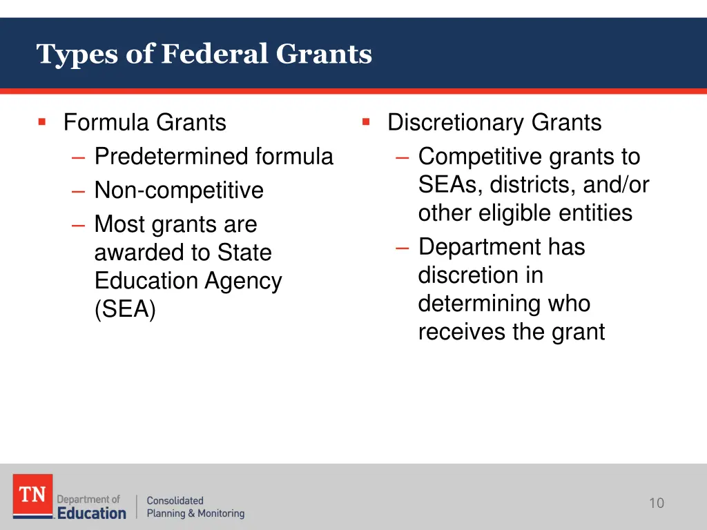 types of federal grants