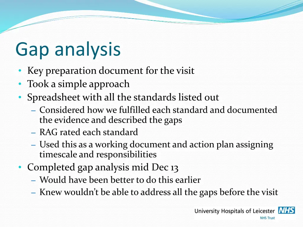 gap analysis key preparation document