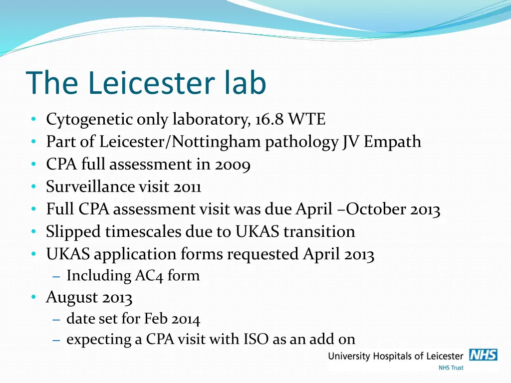 the leicester lab cytogenetic only laboratory