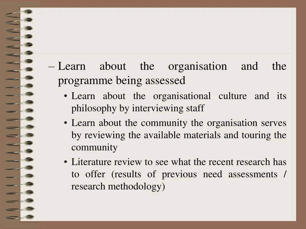 learn programme being assessed learn about