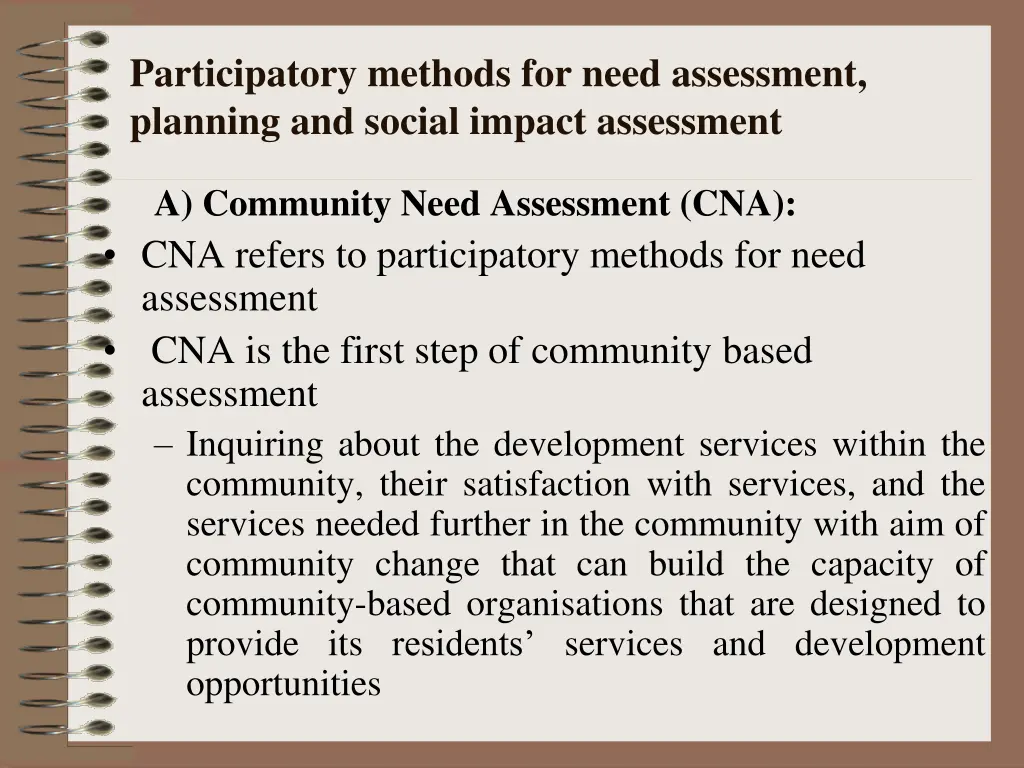 participatory methods for need assessment