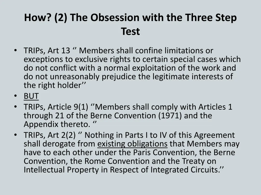 how 2 the obsession with the three step test