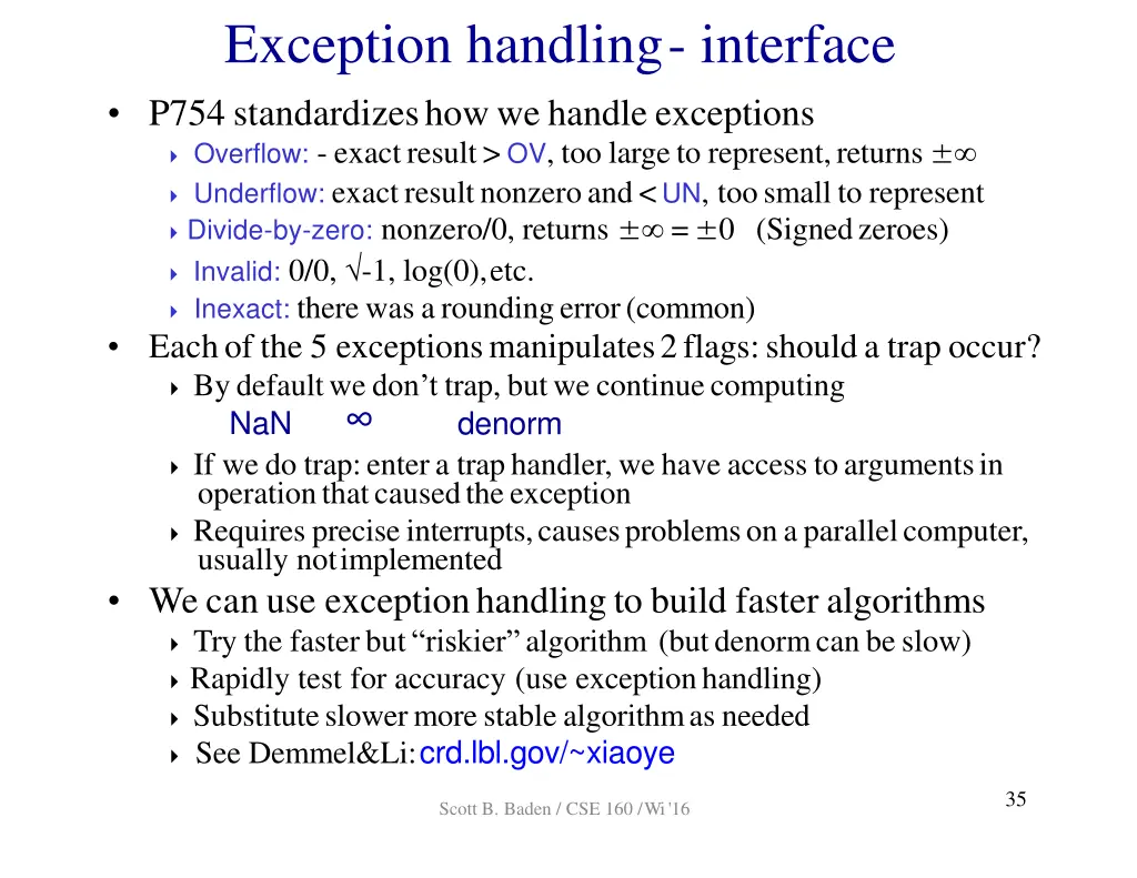 exception handling interface p754