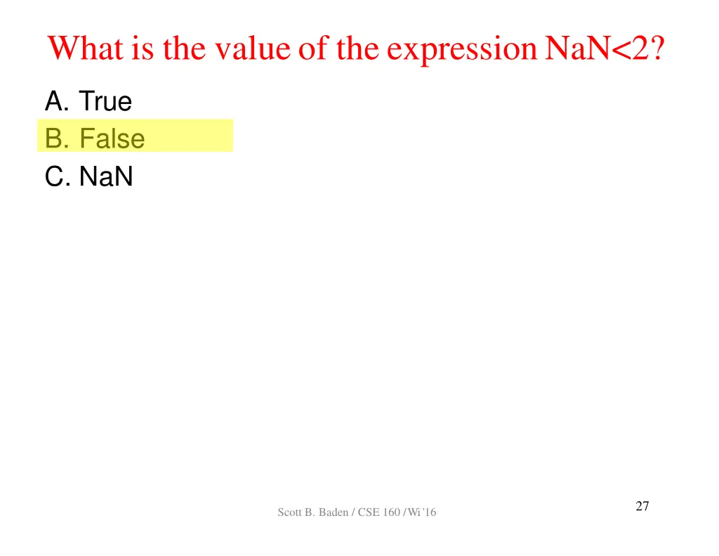 what is the valueof the expressionnan 2 1