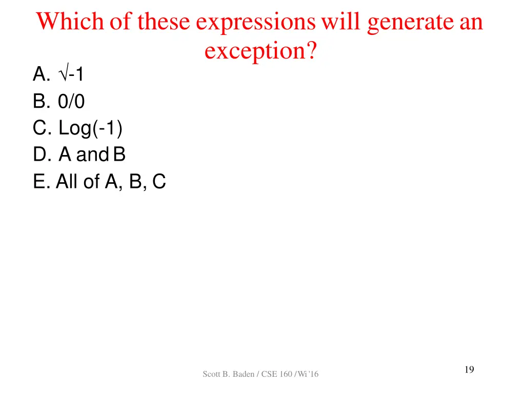 whichof these expressionswill generatean