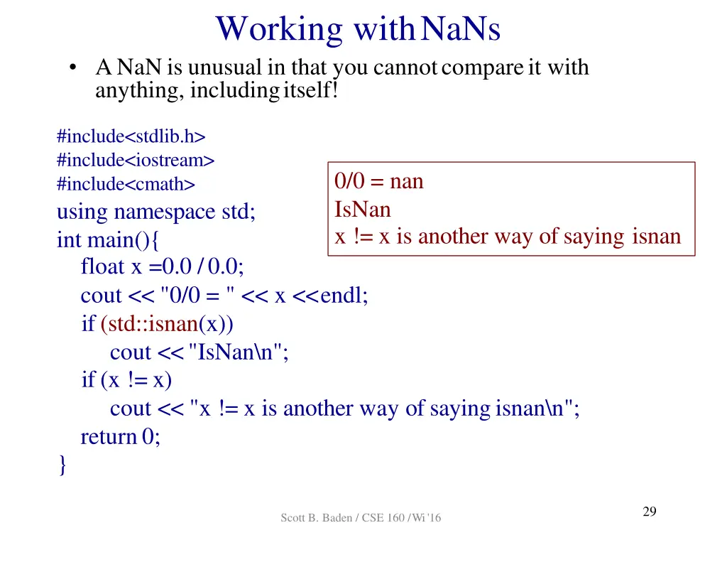 working withnans