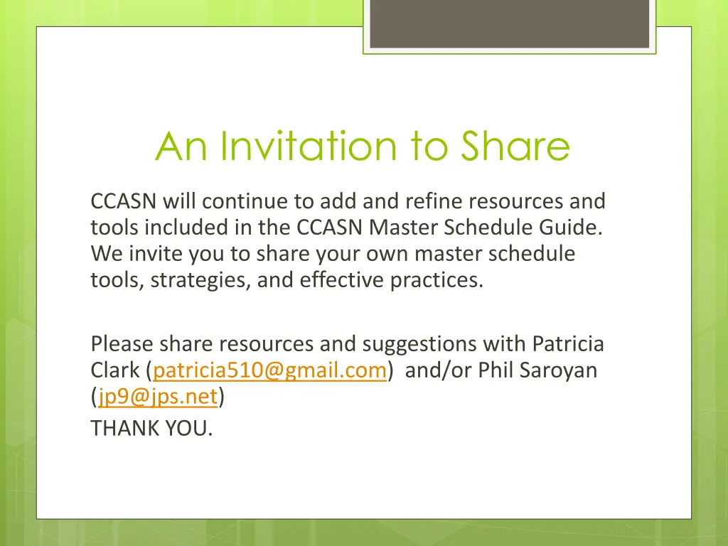 an invitation to share