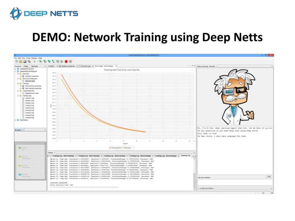demo network training using deep netts