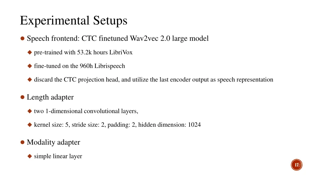 experimental setups