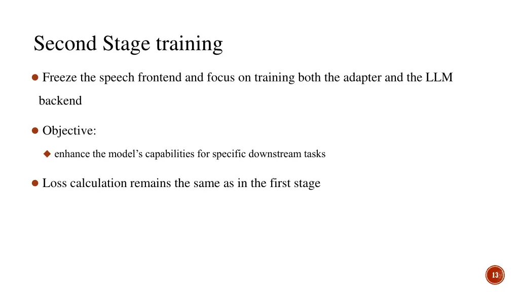 second stage training