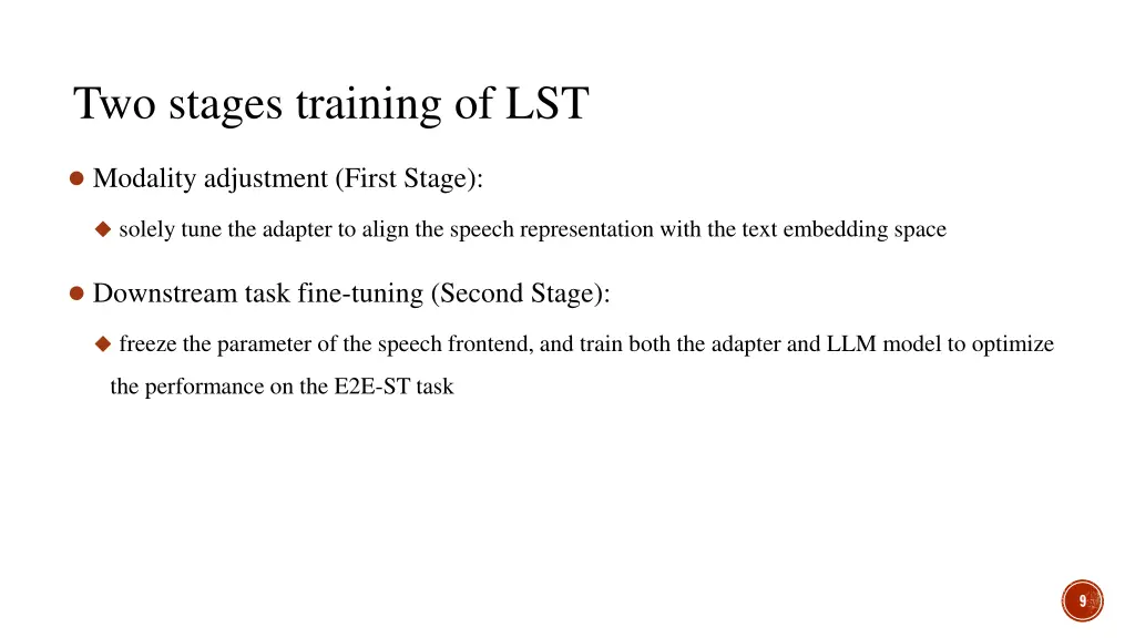 two stages training of lst