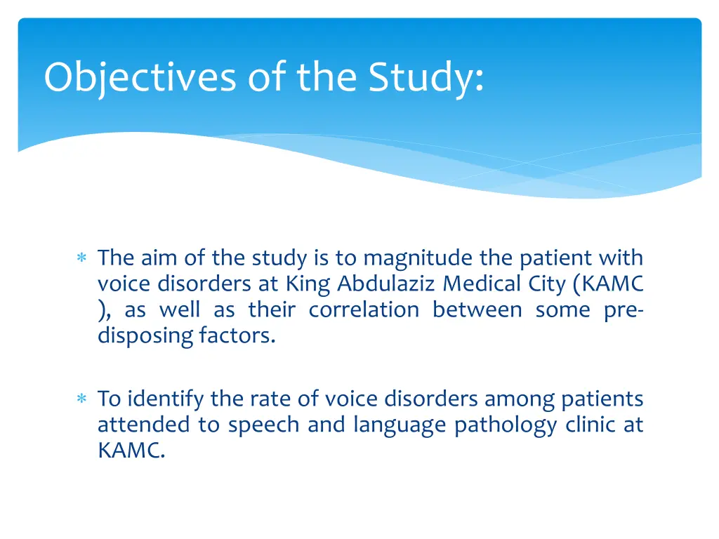 objectives of the study