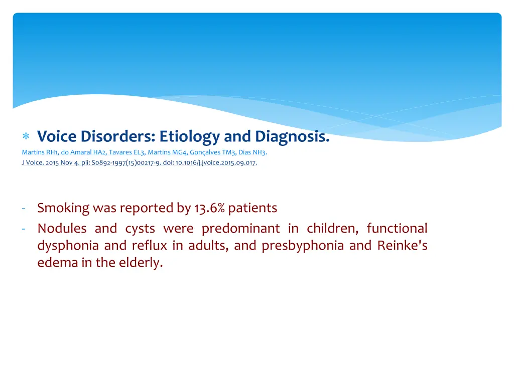 voice disorders etiology and diagnosis martins