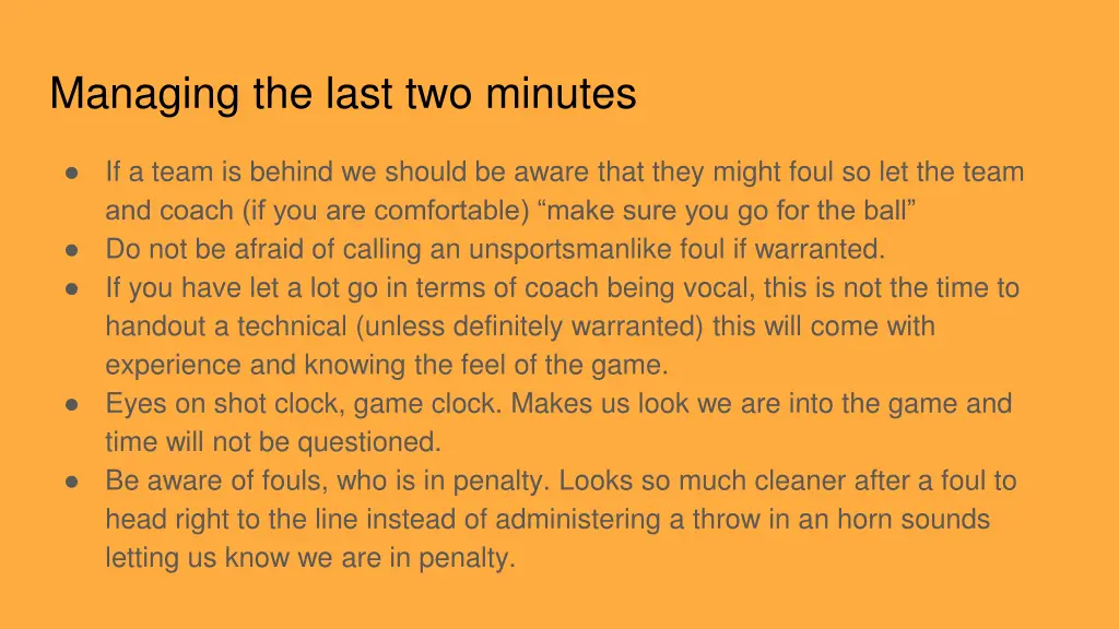 managing the last two minutes