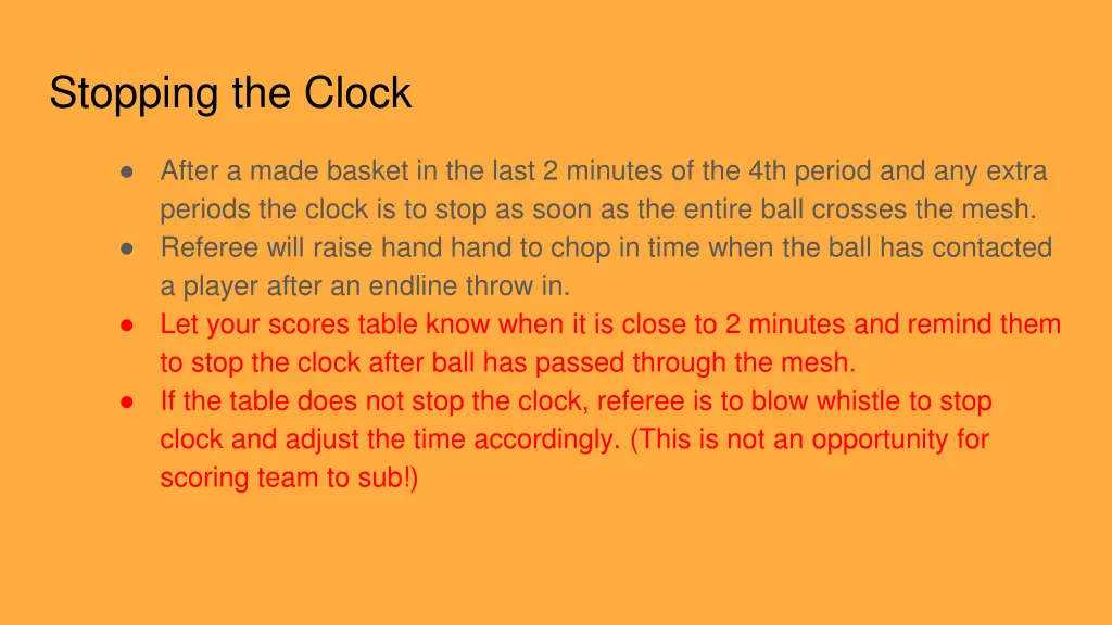 stopping the clock