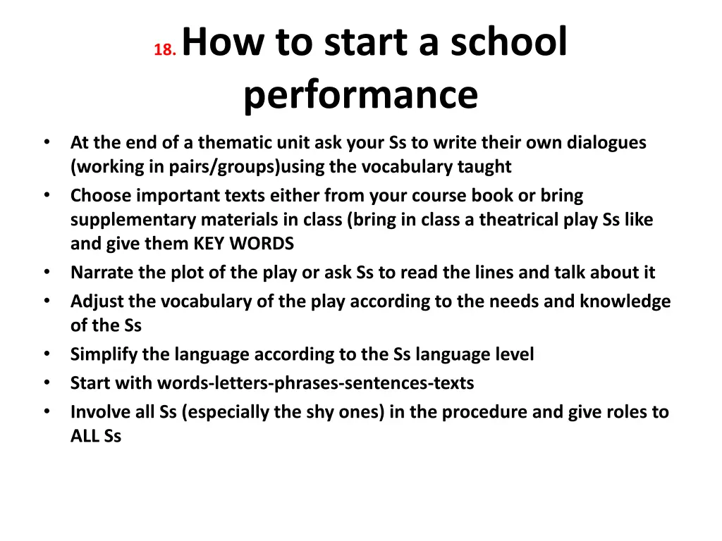 18 how to start a school performance