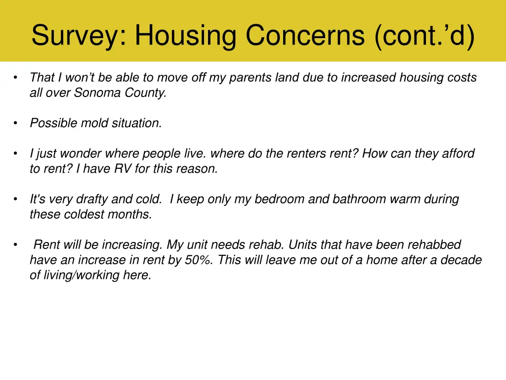 survey housing concerns cont d 2
