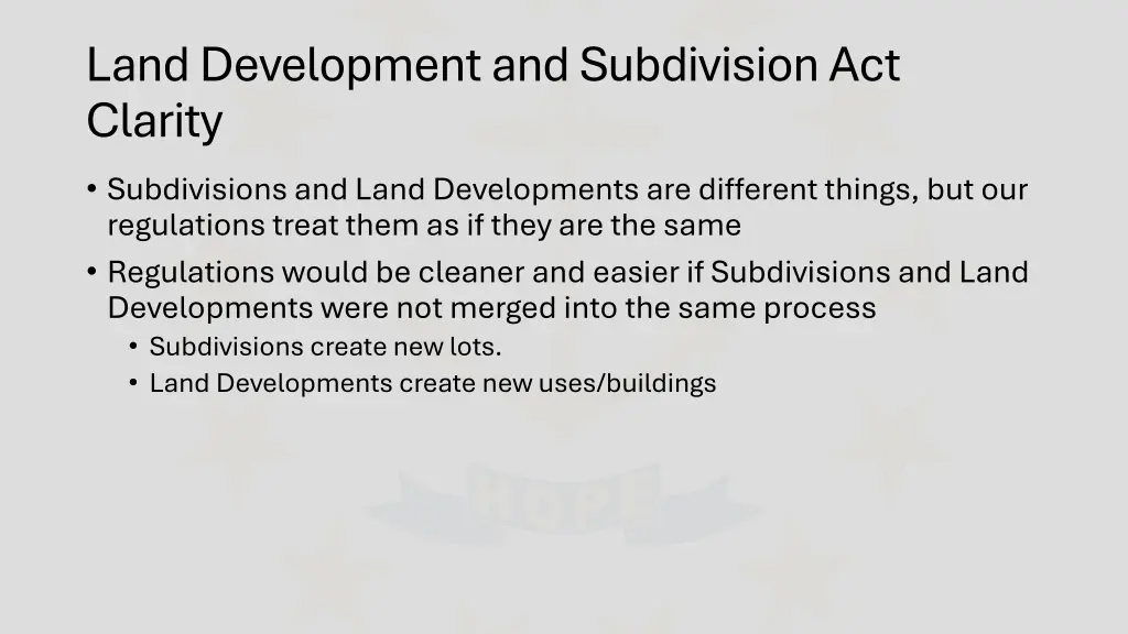 land development and subdivision act clarity