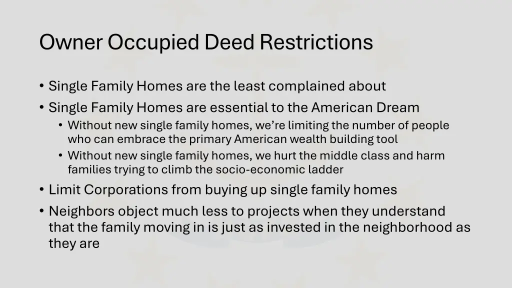 owner occupied deed restrictions